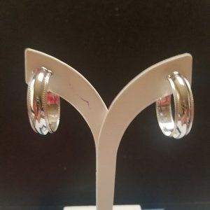 Sterling SIlver Milgrain Edge Hoop Earring, 1"